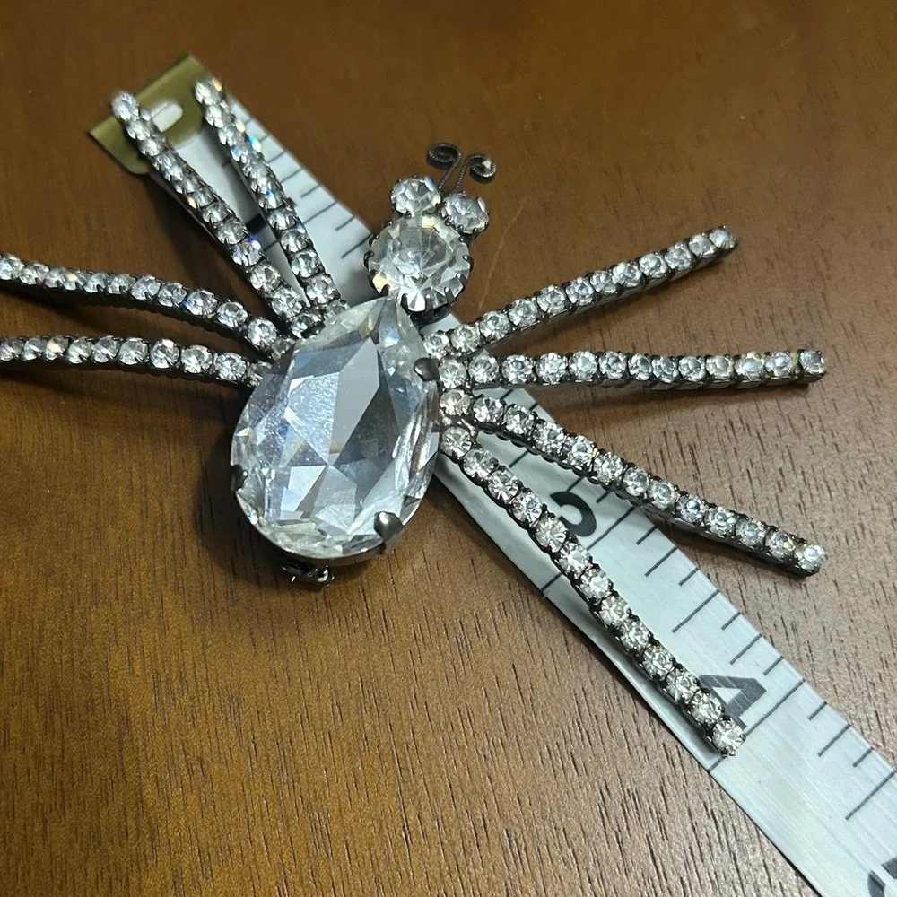 Vintage SPIDER Rhinestoned Brooch 4” x 2” in Incredible Preowned Condition